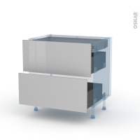 IVIA Gris - Kit Rénovation 18 - Meuble casserolier - 2 tiroirs - 1 tiroir anglaise - L80xH70xP60