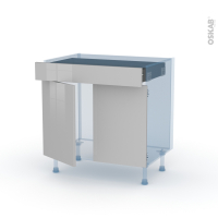 IVIA Gris - Kit Rénovation 18 - Meuble bas cuisine  - 2 portes 1 tiroir - L80 x H70 x P60 cm