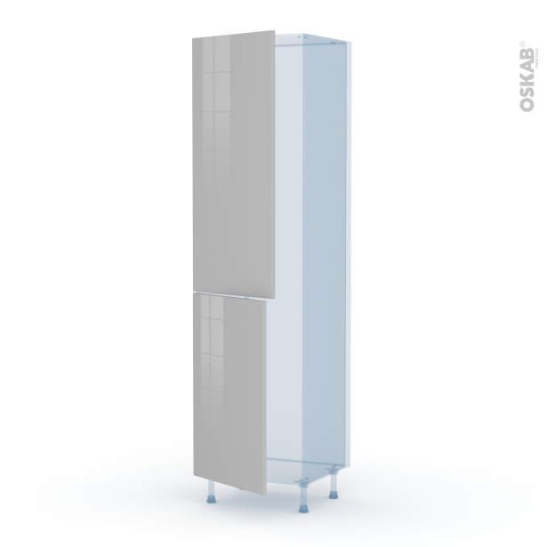 IVIA Gris Kit Rénovation 18 <br />Armoire frigo N°2724 , 2 portes, L60 x H217 x P60 cm 