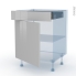 #IVIA Gris Kit Rénovation 18 <br />Meuble bas cuisine , 1 porte 1 tiroir, L60 x H70 x P60 cm 