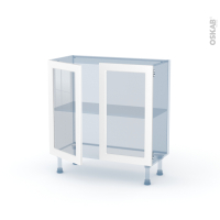LUPI Blanc - Kit Rénovation 18 - Meuble bas vitré cuisine - 2 portes - L80 x H70 x P37.5 cm