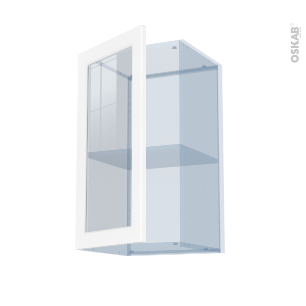 LUPI Blanc Kit Rénovation 18 <br />Meuble haut vitré cuisine, 1 porte, L40 x H70 x P37.5 cm 