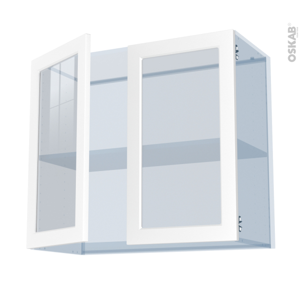 LUPI Blanc Kit Rénovation 18 <br />Meuble haut vitré cuisine, 2 portes, L80 x H70 x P37.5 cm 