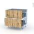 #OKA Chêne Kit Rénovation 18 <br />Meuble casserolier, 2 tiroirs-1 tiroir anglaise, L80 x H70 x P60 cm 