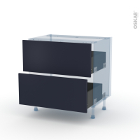 TIA Bleu - Kit Rénovation 18 - Meuble casserolier  - 2 tiroirs - L80xH70xP60