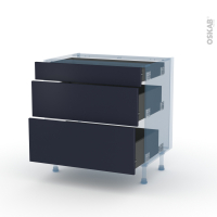 TIA Bleu - Kit Rénovation 18 - Meuble casserolier - 3 tiroirs - L80xH70xP60