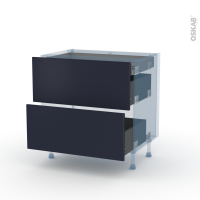 TIA Bleu - Kit Rénovation 18 - Meuble casserolier - 2 tiroirs - 1 tiroir anglaise - L80xH70xP60