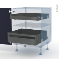 TIA Bleu - Kit Rénovation 18 - Meuble bas - 2 tiroirs à l'anglaise - L60xH70xP60