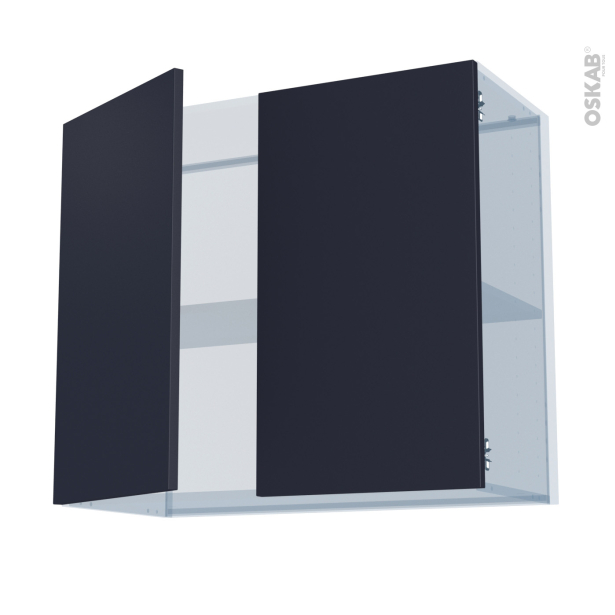 TIA Bleu nuit Kit Rénovation 18 <br />Meuble haut ouvrant H70 , 2 portes, L80 x H70 x P37,5 cm 