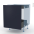 #TIA Bleu nuit Kit Rénovation 18 <br />Meuble bas coulissant , 1 porte -1 tiroir anglaise, L60 x H70 x P60 cm 