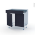#TIA Bleu nuit Kit Rénovation 18 <br />Meuble bas cuisine , 2 portes 1 tiroir, L80 x H70 x P60 cm 