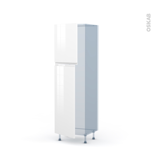 IPOMA Blanc brillant Kit Rénovation 18 <br />Armoire frigo N°2721 , 2 portes, L60xH195xP60 