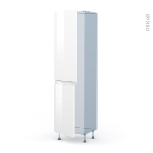 IPOMA Blanc brillant Kit Rénovation 18 <br />Armoire frigo N°2724, 2 portes, L60 x H217 x P60 cm 