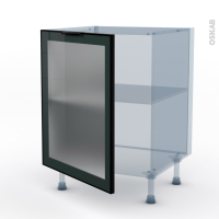 SOKLEO - Façade alu noir vitrée - Kit Rénovation 18 - Meuble bas cuisine  - 1 porte - L60 x H70 x P60 cm