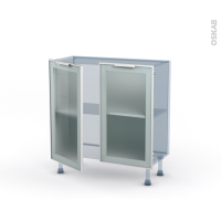 SOKLEO - Façade alu blanc vitrée - Kit Rénovation 18 - Meuble bas prof.37  - 2 portes - L80 x H70 x P37.5 cm