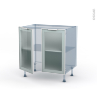 SOKLEO - Façade alu blanc vitrée - Kit Rénovation 18 - Meuble bas cuisine  - 2 portes - L80 x H70 x P60 cm