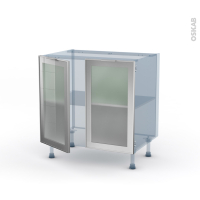 SOKLEO - Façade alu vitrée - Kit Rénovation 18 - Meuble bas cuisine  - 2 portes - L80 x H70 x P60 cm