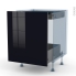 #KERIA Noir - Kit Rénovation 18 - Meuble bas coulissant  - 1 porte -1 tiroir anglaise - L60xH70xP60
