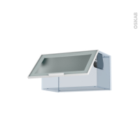 SOKLEO - Façade alu blanc vitrée - Kit Rénovation 18 - Meuble haut abattant H35  - 1 porte - L60 x H35 x P37.5 cm