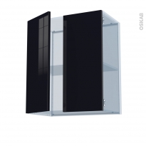 KERIA Noir - Kit Rénovation 18 - Meuble haut ouvrant H70 - 2 portes - L60xH70xP37,5