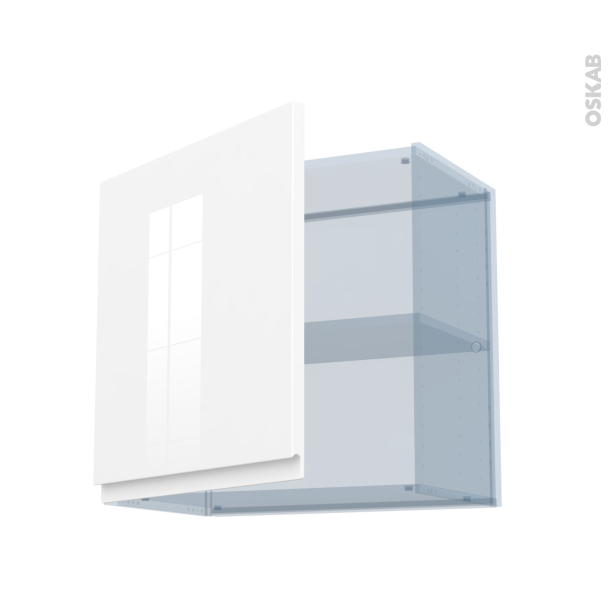IPOMA Blanc brillant Kit Rénovation 18 <br />Meuble haut ouvrant H57, 1 porte, L60xH57xP37,5 