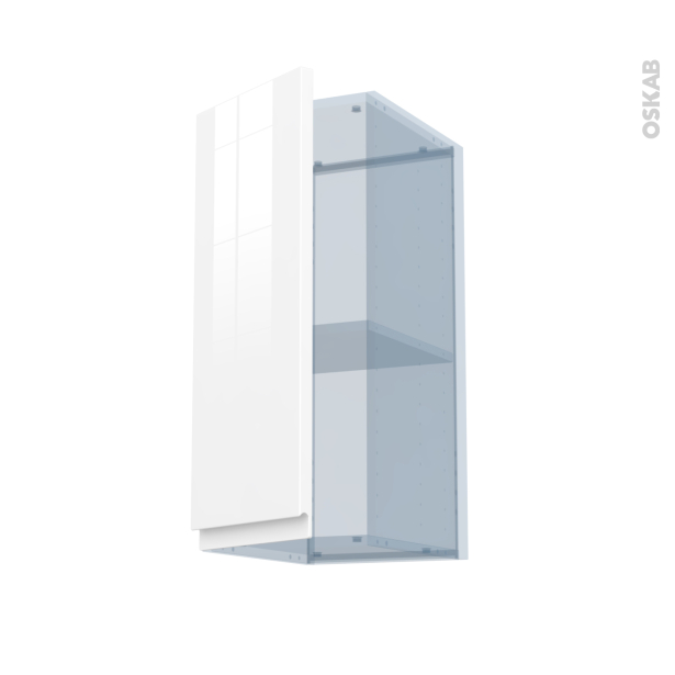 IPOMA Blanc brillant Kit Rénovation 18 <br />Meuble haut ouvrant H70, 1 porte, L30 x H70 x P37,5 cm 