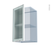SOKLEO - Façade alu blanc vitrée - Kit Rénovation 18 - Meuble haut ouvrant H70  - 1 porte - L40 x H70 x P37.5 cm