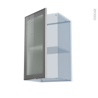 SOKLEO - Façade alu vitrée - Kit Rénovation 18 - Meuble haut ouvrant H70  - 1 porte - L40 x H70 x P37.5 cm