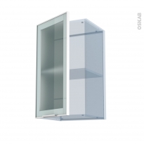 SOKLEO - Façade alu blanc vitrée - Kit Rénovation 18 - Meuble haut ouvrant H70  - 1 porte - L40xH70xP37,5