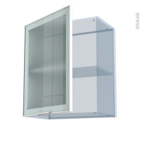 SOKLEO - Façade alu blanc vitrée - Kit Rénovation 18 - Meuble haut ouvrant H70  - 1 porte - L60 x H70 x P37.5 cm