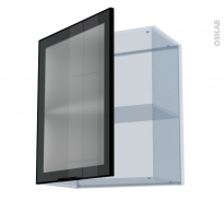 SOKLEO - Façade alu noir vitrée - Kit Rénovation 18 - Meuble haut ouvrant H70  - 1 porte - L60xH70xP37,5