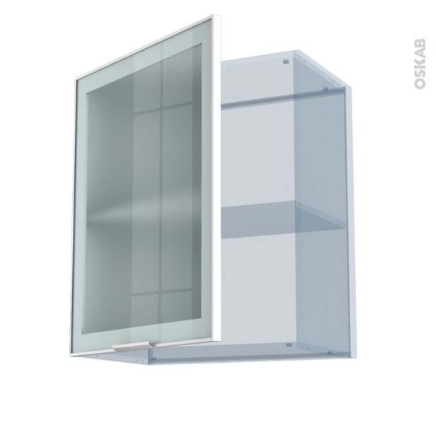 SOKLEO Façade alu blanc vitrée <br />Kit Rénovation 18, Meuble haut ouvrant H70 , 1 porte, L60xH70xP37,5 