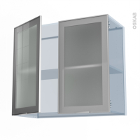 SOKLEO - Façade alu vitrée - Kit Rénovation 18 - Meuble haut ouvrant H70  - 2 portes - L80 x H70 x P37.5 cm