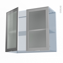 SOKLEO - Façade alu vitrée - Kit Rénovation 18 - Meuble haut ouvrant H70  - 2 portes - L80xH70xP37,5