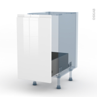 IPOMA Blanc brillant - Kit Rénovation 18 - Meuble sous-évier  - 1 porte coulissante - L40xH70xP60
