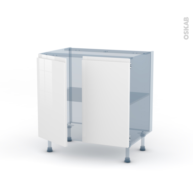 IPOMA Blanc brillant Kit Rénovation 18 <br />Meuble sous-évier , 2 portes, L80xH70xP60 
