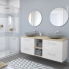 #Meuble de salle de bains - Plan vasque REZO - KERIA Ivoire - 2 tiroirs - Côtés décors - L60,5 x H71,5 x P40,5 cm