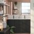 #Meuble de salle de bains - Plan vasque NAJA - AVARA Frêne Noir - 2 tiroirs - Côtés décors - L80.5 x H58.5 x P50.5 cm