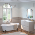 #Meuble de salle de bains Sous vasque double <br />HELIA Beige, 4 tiroirs, Côtés décors, L120 x H57 x P50 cm 