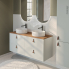 #Meuble de salle de bains Sous vasque <br />HELIA Gris clair, 2 tiroirs, Côtés décors, L100 x H70 x P50 cm 