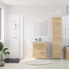 #Colonne de salle de bains 2 portes <br />HOSTA Chêne prestige, Côtés blancs, Version A, L40 x H182 x P40 cm 