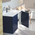 #Meuble de salle de bains Sous vasque double <br />TIA Bleu nuit, 4 tiroirs, Côtés décors, L120 x H70 x P40 cm 
