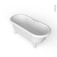 Baignoire - Îlot ovale rétro - Blanc - 170x75 cm - Acrylique renforcé - Pieds baignoire - Patte de lion - Blanc - INA