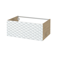 Meuble de salle de bains - Rangement bas - ALPA Blanc - 1 tiroir - Côtés HOSTA Chêne prestige - L80 x H35 x P50 cm