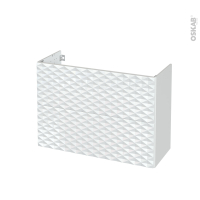 Meuble de salle de bains - Sous vasque - ALPA Blanc - 2 tiroirs - Côtés blanc brillant - L100 x H70 x P40 cm