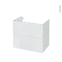 Meuble de salle de bains - Sous vasque - ALPA Blanc - 2 tiroirs - Côtés blanc brillant - L80 x H70 x P50 cm