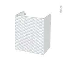 Meuble SDB - Sous vasque - ALPA Blanc - 2 tiroirs - Côtés blanc brillant - L60 x H70 x P40 cm