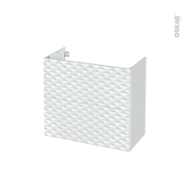 Meuble SDB - Sous vasque - ALPA Blanc - 2 tiroirs - Côtés blanc brillant - L80 x H70 x P40 cm