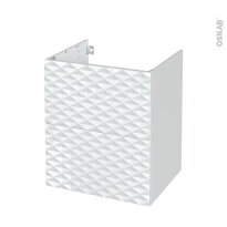Meuble SDB - Sous vasque - ALPA Blanc - 2 tiroirs - Côtés blanc brillant - L60 x H70 x P50 cm