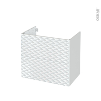 Meuble SDB - Sous vasque - ALPA Blanc - 2 tiroirs - Côtés blanc brillant - L80 x H70 x P50 cm